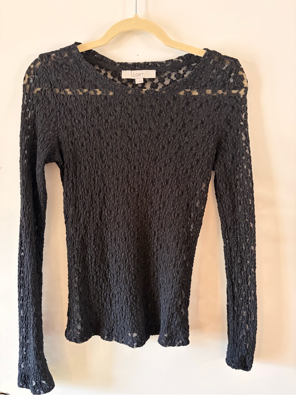 LOFT Black Sheer Lace Blouse